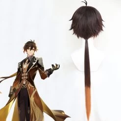 Zhongli From Genshin Impact Halloween Brown Cosplay Wig 5 Zhongli From Genshin Impact Halloween Brown Cosplay Wig -Cosplay Shop 02