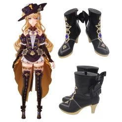Genshin Impact Navia Black Cosplay Shoes
