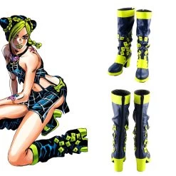 JoJo's Bizarre Adventure: Stone Ocean Jolyne Cujoh Blue Green Shoes Cosplay Boots