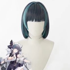 Azur Lane HMS Cheshire Grey Blue Green Cosplay Wig