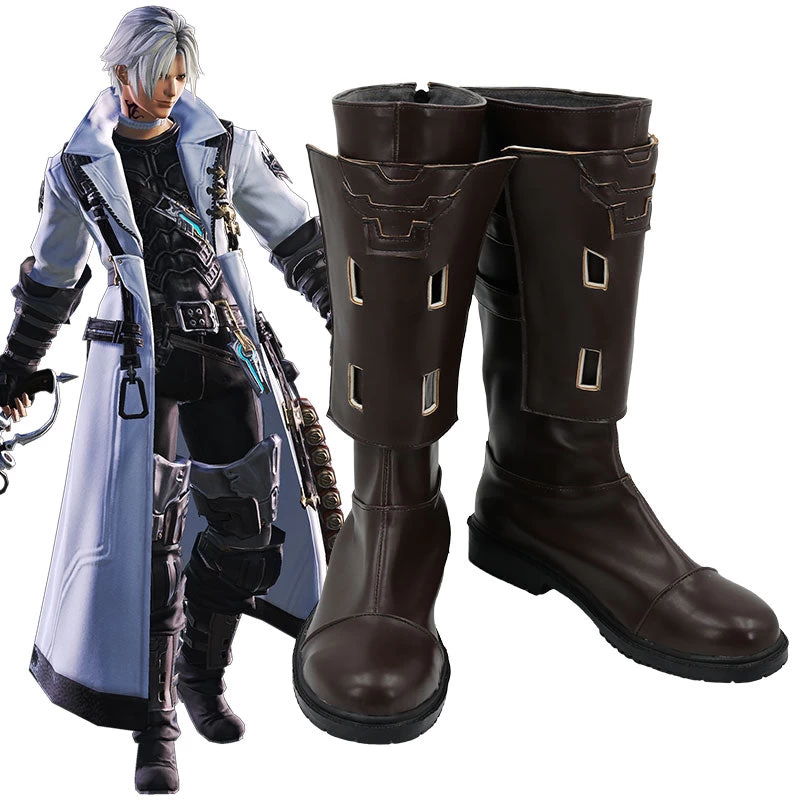 Final Fantasy XIV Thancred Waters Brown Shoes Cosplay Boots 3 Final Fantasy XIV Thancred Waters Brown Shoes Cosplay Boots