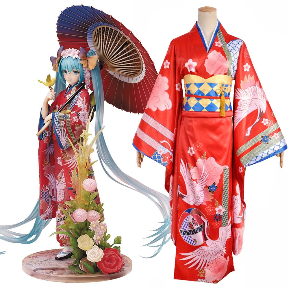 Vocaloid Hatsune Miku Kimono Yukata Cosplay Costume 3 Vocaloid Hatsune Miku Kimono Yukata Cosplay Costume