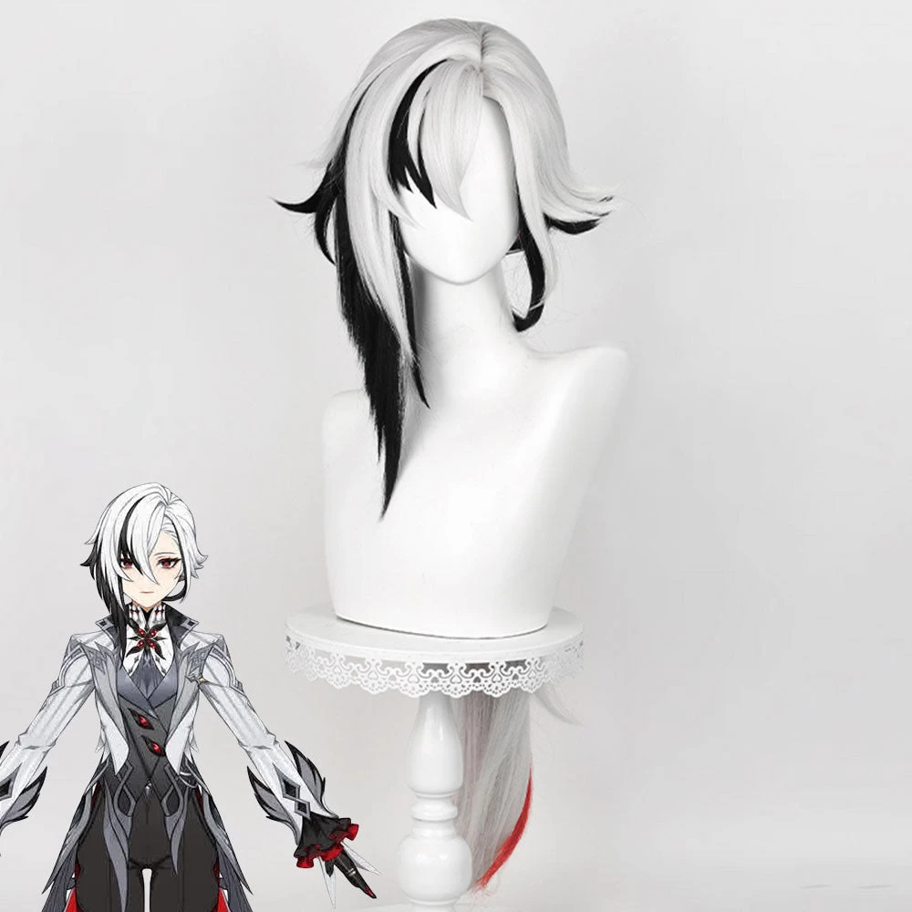 Genshin Impact Fatui Servant Arlecchino Silver Long Hair Cosplay Wig 3 Genshin Impact Fatui Servant Arlecchino Silver Long Hair Cosplay Wig