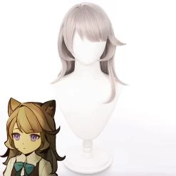 Genshin Impact Childhood Lynette Light Grey Cosplay Wig