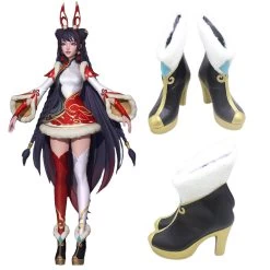 League Of Legends LOL Paper Cut Mythmaker Seraphine Black Cosplay Shoes