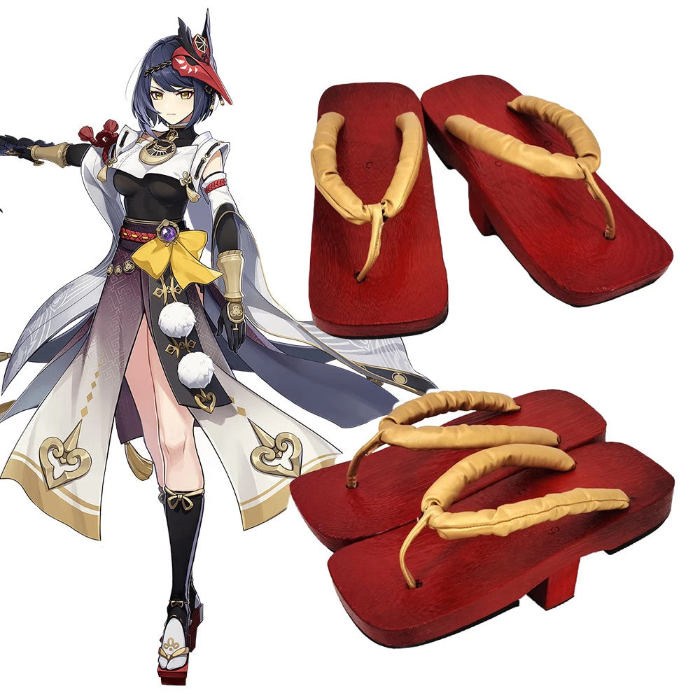 Genshin Impact Kujou Sara Red Cosplay Shoes 3 Genshin Impact Kujou Sara Red Cosplay Shoes