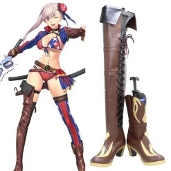 Fate Grand Order FGO Saber Miyamoto Musashi Brown Shoes Cosplay Boots