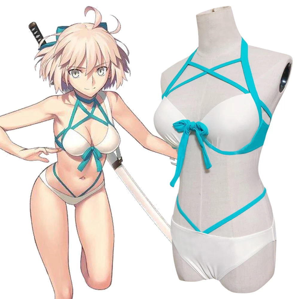 Fate Grand Order 2019 Summer Okita Souji Swimsuit Cosplay Costume 3 Fate Grand Order 2019 Summer Okita Souji Swimsuit Cosplay Costume