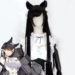 Azur Lane Atago Black Cosplay Wig - Wig + Ears
