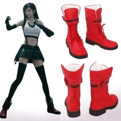 Final Fantasy VII Remake FF7 Tifa Lockhart Red Cosplay Boots