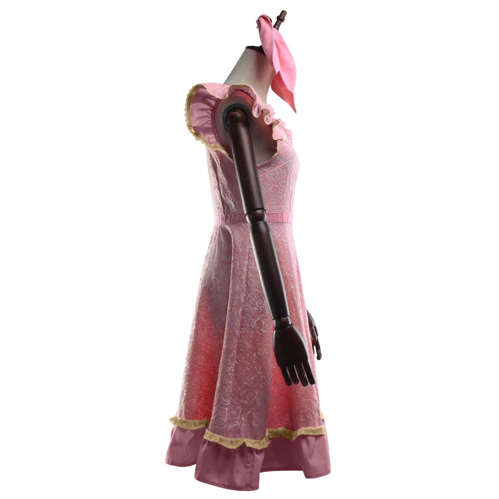 Final Fantasy VII Remake FF7 Aerith Gainsborough Dress Cosplay Costume 6 Final Fantasy VII Remake FF7 Aerith Gainsborough Dress Cosplay Costume - Image 4
