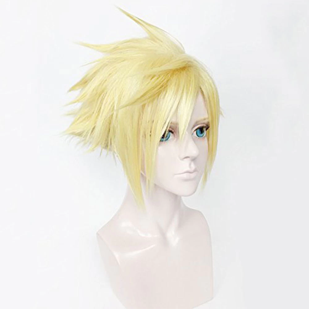 Final Fantasy VII Remake FF7 Cloud Strife Golden Cosplay Wig 6 Final Fantasy VII Remake FF7 Cloud Strife Golden Cosplay Wig - Image 4