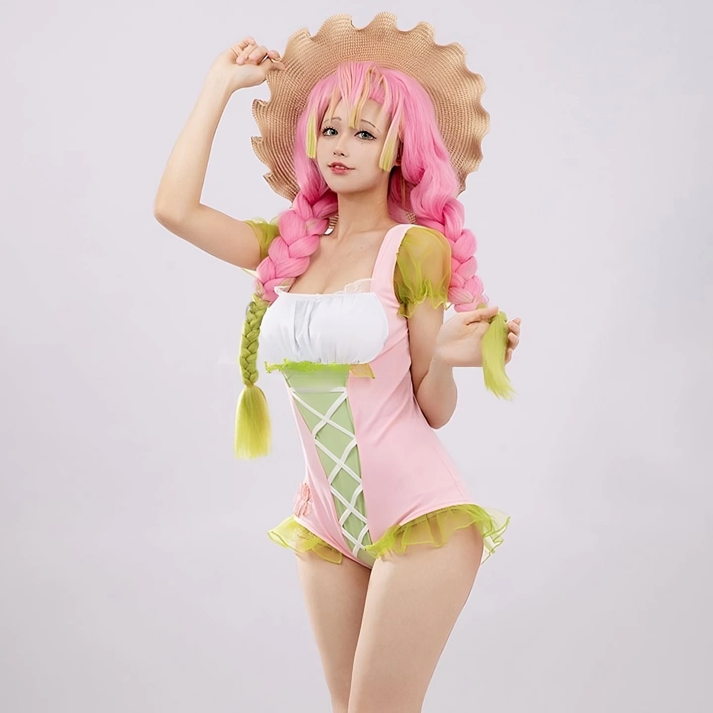 Demon Slayer Kimetsu No Yaiba Kanroji Mitsuri Swimsuit Bikini Original Cosplay Costume 4 Demon Slayer Kimetsu No Yaiba Kanroji Mitsuri Swimsuit Bikini Original Cosplay Costume - Image 2