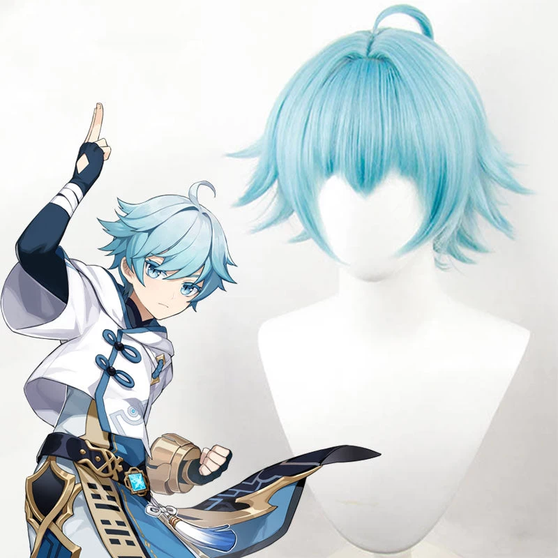 Chongyun From Genshin Impact Halloween Blue Cosplay Wig 3 Chongyun From Genshin Impact Halloween Blue Cosplay Wig