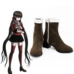 Danganronpa V3: Killing Harmony Maki Harukawa Brown Shoes Cosplay Boots