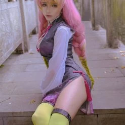 Demon Slayer: Kimetsu No Yaiba Kanroji Mitsuri Cheongsam Halloween Cosplay Costume -Cosplay Shop DemonSlayerKimetsuNoYaibaKanrojiMitsuriCheongsamHalloweenCosplayCostume 4