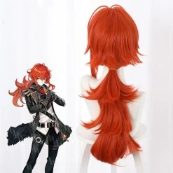 Diluc From Genshin Impact Halloween Red Cosplay Wig -Cosplay Shop DilucfromGenshinImpactHalloweenRedCosplayWig 4