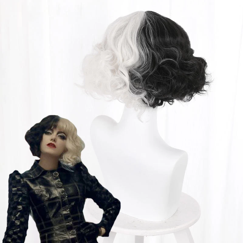 Disney Movie Cruella De Vil Black White Cosplay Wig 5 Disney Movie Cruella De Vil Black White Cosplay Wig - Image 3