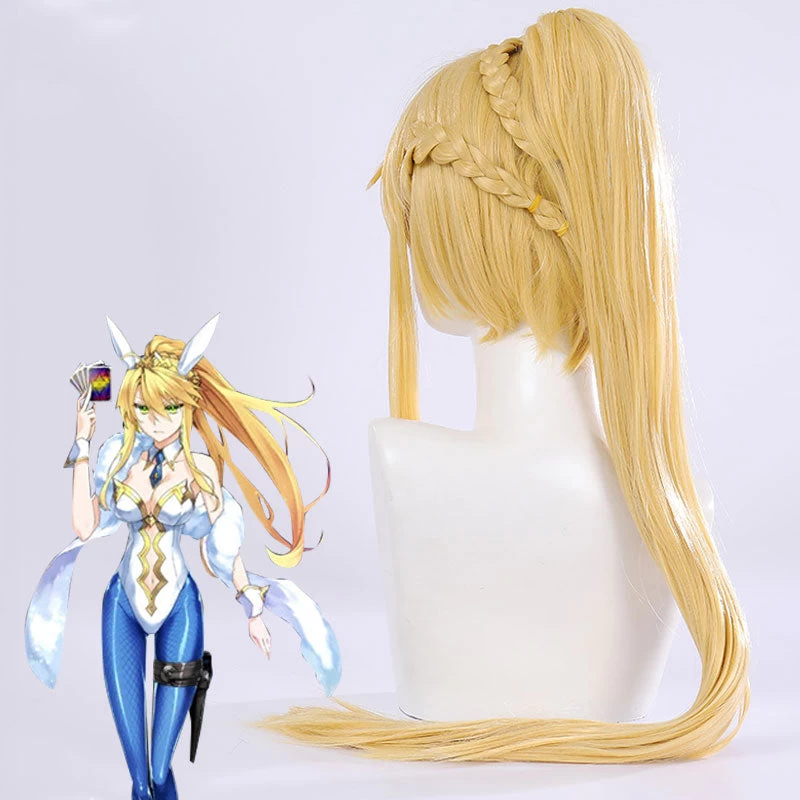 Fate Grand Order Ruler Artoria Pendragon Swimsuit Bunny Girl Rabbit Golden Cosplay Wig 4 Fate Grand Order Ruler Artoria Pendragon Swimsuit Bunny Girl Rabbit Golden Cosplay Wig - Image 2