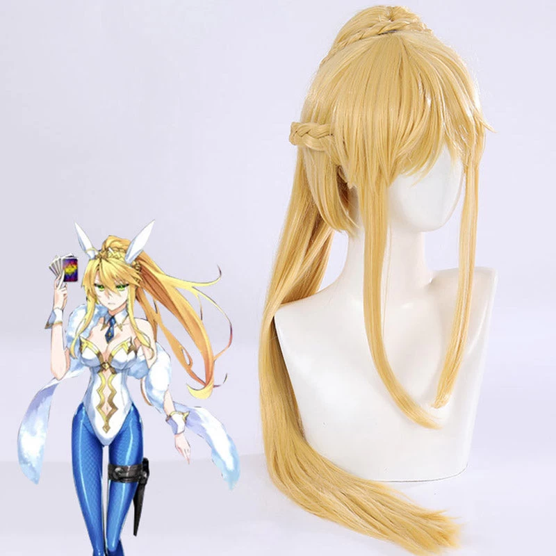 Fate Grand Order Ruler Artoria Pendragon Swimsuit Bunny Girl Rabbit Golden Cosplay Wig 3 Fate Grand Order Ruler Artoria Pendragon Swimsuit Bunny Girl Rabbit Golden Cosplay Wig