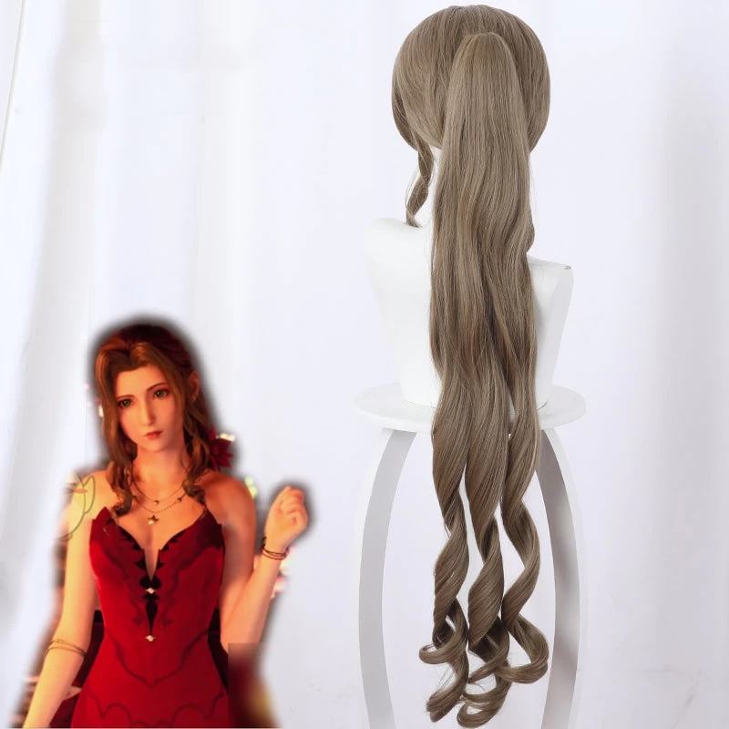 Final Fantasy VII Remake FF7 Aerith Gainsborough Brown Cosplay Wig 7 Final Fantasy VII Remake FF7 Aerith Gainsborough Brown Cosplay Wig - Image 5