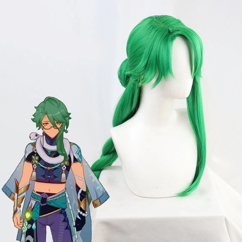 Genshin Impact Baishu Green Cosplay Wig 5 Genshin Impact Baishu Green Cosplay Wig - Image 3