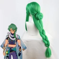 Genshin Impact Baishu Green Cosplay Wig 9 Genshin Impact Baishu Green Cosplay Wig -Cosplay Shop GenshinImpactBaishuGreenCosplayWig 4