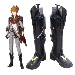 Genshin Impact Childe Tartaglia Black Shoes Cosplay Boots