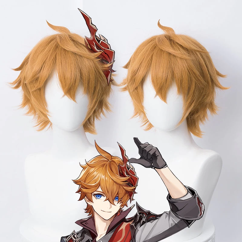 Genshin Impact Childe Tartaglia Orange Cosplay Wig 3 Genshin Impact Childe Tartaglia Orange Cosplay Wig