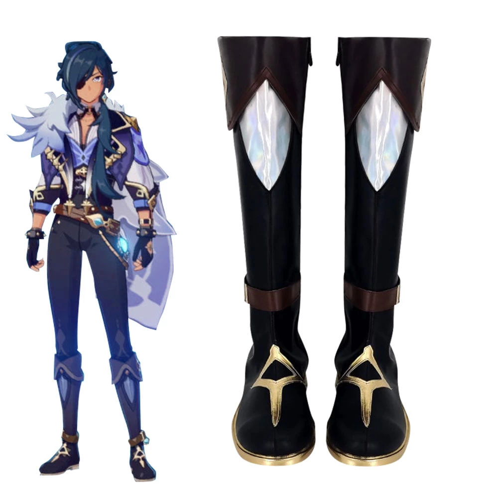 Genshin Impact Kaeya Black Shoes Cosplay Boots 4 Genshin Impact Kaeya Black Shoes Cosplay Boots - Image 2