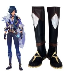 Genshin Impact Kaeya Black Shoes Cosplay Boots
