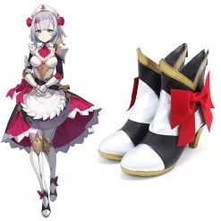 Genshin Impact Noelle Black White Cosplay Shoes -Cosplay Shop GenshinImpactNoelleBlackWhiteCosplayShoes 3