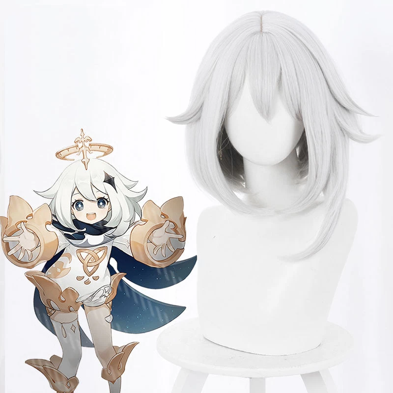 Genshin Impact Paimon White Cosplay Wig 3 Genshin Impact Paimon White Cosplay Wig