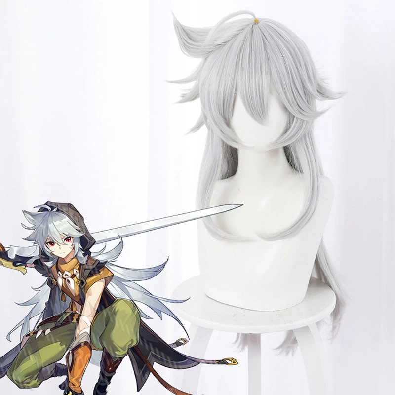 Genshin Impact Razor Silver Grey Cosplay Wig 3 Genshin Impact Razor Silver Grey Cosplay Wig