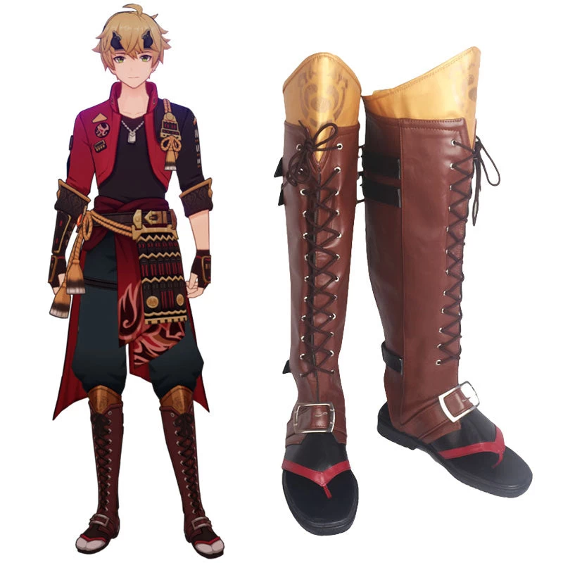 Genshin Impact Thoma Brown Shoes Cosplay Boots 3 Genshin Impact Thoma Brown Shoes Cosplay Boots