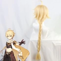 Genshin Impact Traveler Male Aether Golden Cosplay Wig -Cosplay Shop GenshinImpactTravelerMaleAetherGoldenCosplayWig 3