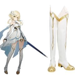 Genshin Impact Female Traveler White Shoes Cosplay Boots