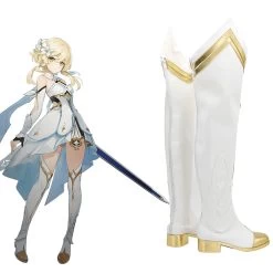 Genshin Impact Female Traveler White Shoes Cosplay Boots -Cosplay Shop GenshinImpactTravelerWhiteShoesCosplayBoots 3