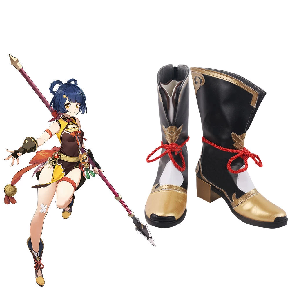 Genshin Impact Xiangling Black Shoes Cosplay Boots 3 Genshin Impact Xiangling Black Shoes Cosplay Boots