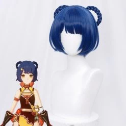 Genshin Impact Xiangling Blue Cosplay Wig -Cosplay Shop GenshinImpactXianglingBlueCosplayWig 3