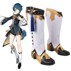 Genshin Impact Xingqiu White Black Shoes Cosplay Boots -Cosplay Shop GenshinImpactXingqiuWhiteBlackShoesCosplayBoots 3