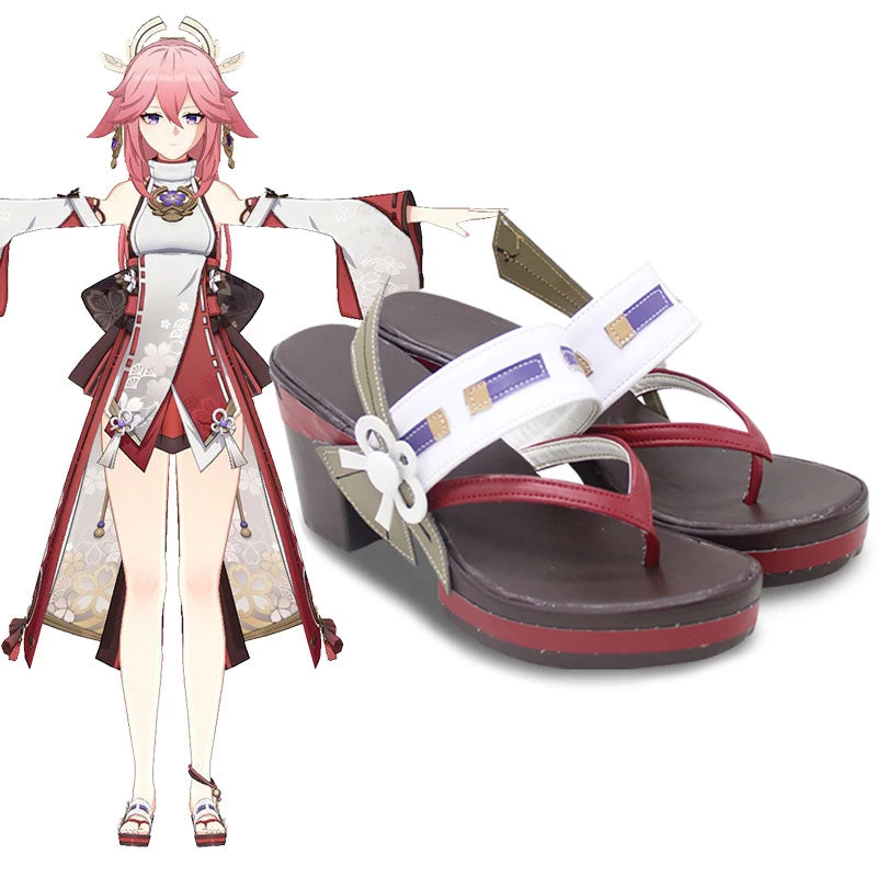 Genshin Impact Yae Miko Guuji Yae Brown Cosplay Shoes 4 Genshin Impact Yae Miko Guuji Yae Brown Cosplay Shoes - Image 2