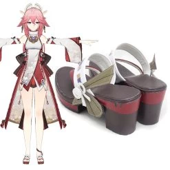 Genshin Impact Yae Miko Guuji Yae Brown Cosplay Shoes 9 Genshin Impact Yae Miko Guuji Yae Brown Cosplay Shoes -Cosplay Shop GenshinImpactYaeMikoGuujiYaeBrownCosplayShoes 4