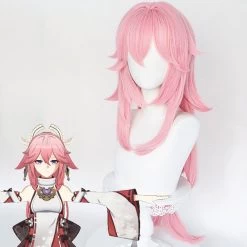 Genshin Impact Yae Miko Guuji Yae Pink Cosplay Wig -Cosplay Shop GenshinImpactYaeMikoGuujiYaePinkCosplayWig 3