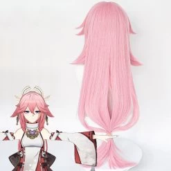 Genshin Impact Yae Miko Guuji Yae Pink Cosplay Wig -Cosplay Shop GenshinImpactYaeMikoGuujiYaePinkCosplayWig 4
