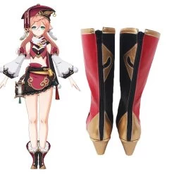 Genshin Impact Yanfei Red Black Shoes Cosplay Boots -Cosplay Shop GenshinImpactYanfeiRedBlackShoesCosplayBoots 4
