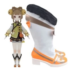 Genshin Impact Yaoyao White Orange Shoes Cosplay Boots -Cosplay Shop GenshinImpactYaoyaoWhiteOrangeShoesCosplayBoots 3