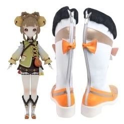 Genshin Impact Yaoyao White Orange Shoes Cosplay Boots -Cosplay Shop GenshinImpactYaoyaoWhiteOrangeShoesCosplayBoots 4