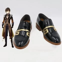 Genshin Impact Zhongli Black Cosplay Shoes