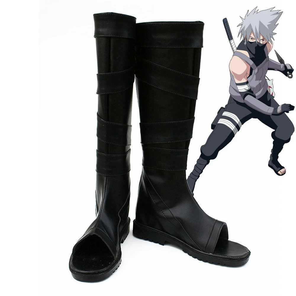 Kakashi Hatake From Naruto Halloween Black Shoes Cosplay Boots 3 Kakashi Hatake From Naruto Halloween Black Shoes Cosplay Boots